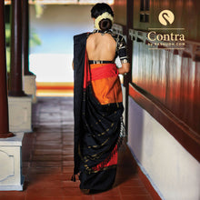 Pink Kanjivaram Silk Saree with Orange and Dark Grey Contrast Borders * 150447