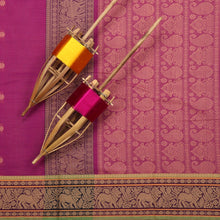 Ornate Pink Cotton Saree with Kanjivaram Motifs * 150462