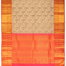 Ornate Cream Silk Saree with Orange Zari Border * 200763