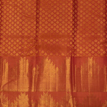 Mustard Saree with Large Mango and Coral Orange Pallu / 32963 / by Pashudh