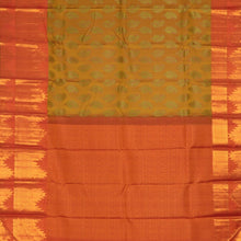 Mustard Saree with Large Mango and Coral Orange Pallu / 32963 / by Pashudh