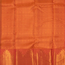 Mustard Saree with Large Mango and Coral Orange Pallu / 32963 / by Pashudh