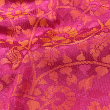 Orange Saree with gold motifs and Pink Pallu / 32965