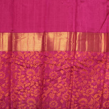 Orange Saree with gold motifs and Pink Pallu / 32965