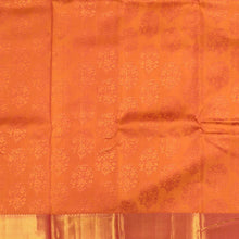 Orange Saree with gold motifs and Pink Pallu / 32965