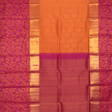 Orange Saree with gold motifs and Pink Pallu / 32965